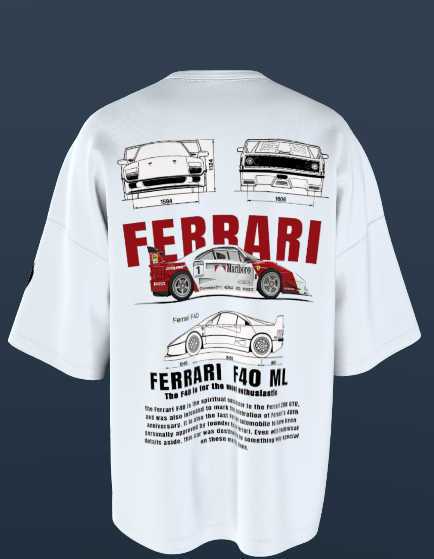 Oversized Premium Cotton T-Shirts - Ferrari F40 ML