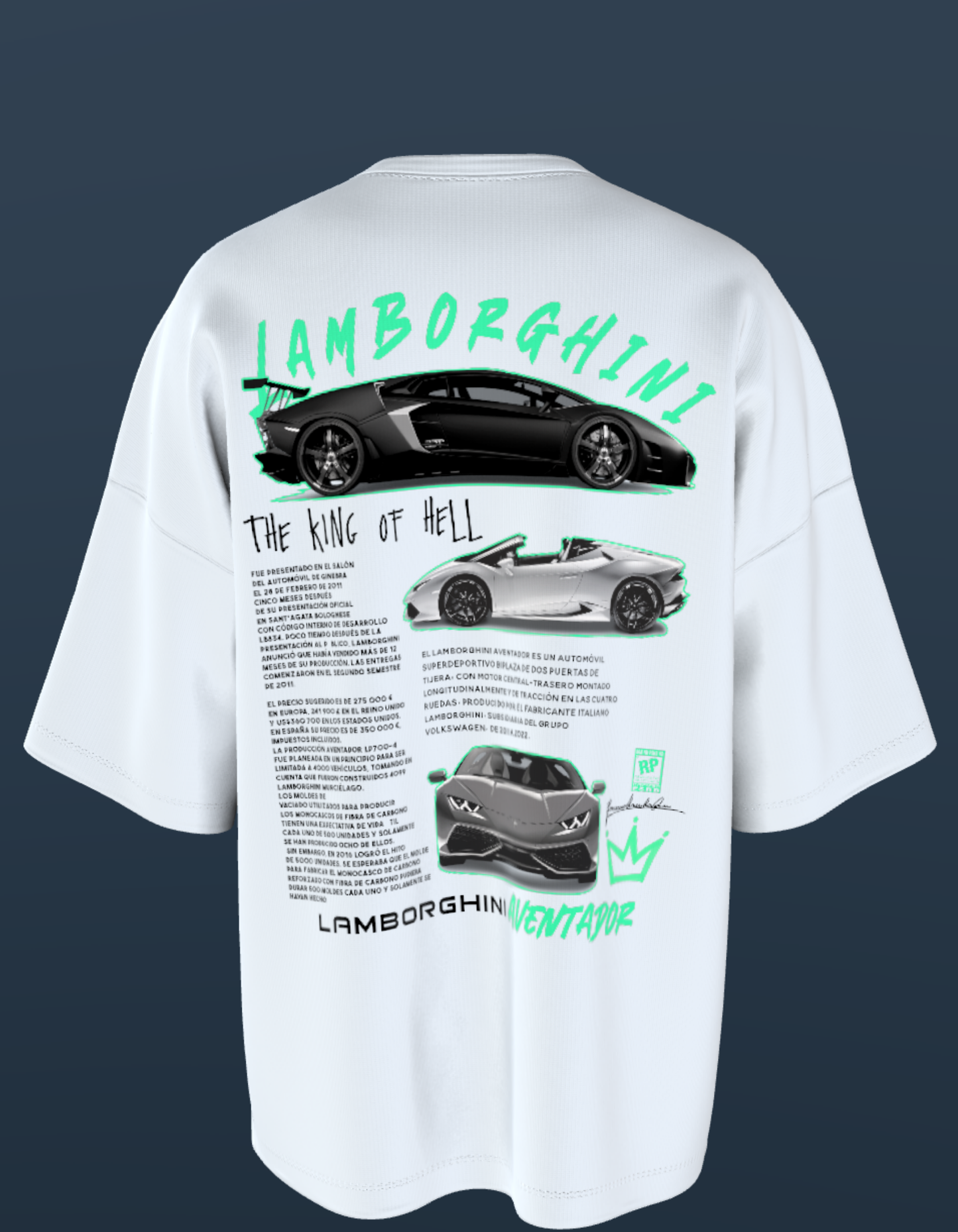 Oversized Premium Cotton T-Shirts - Lamborghini, King of Hell