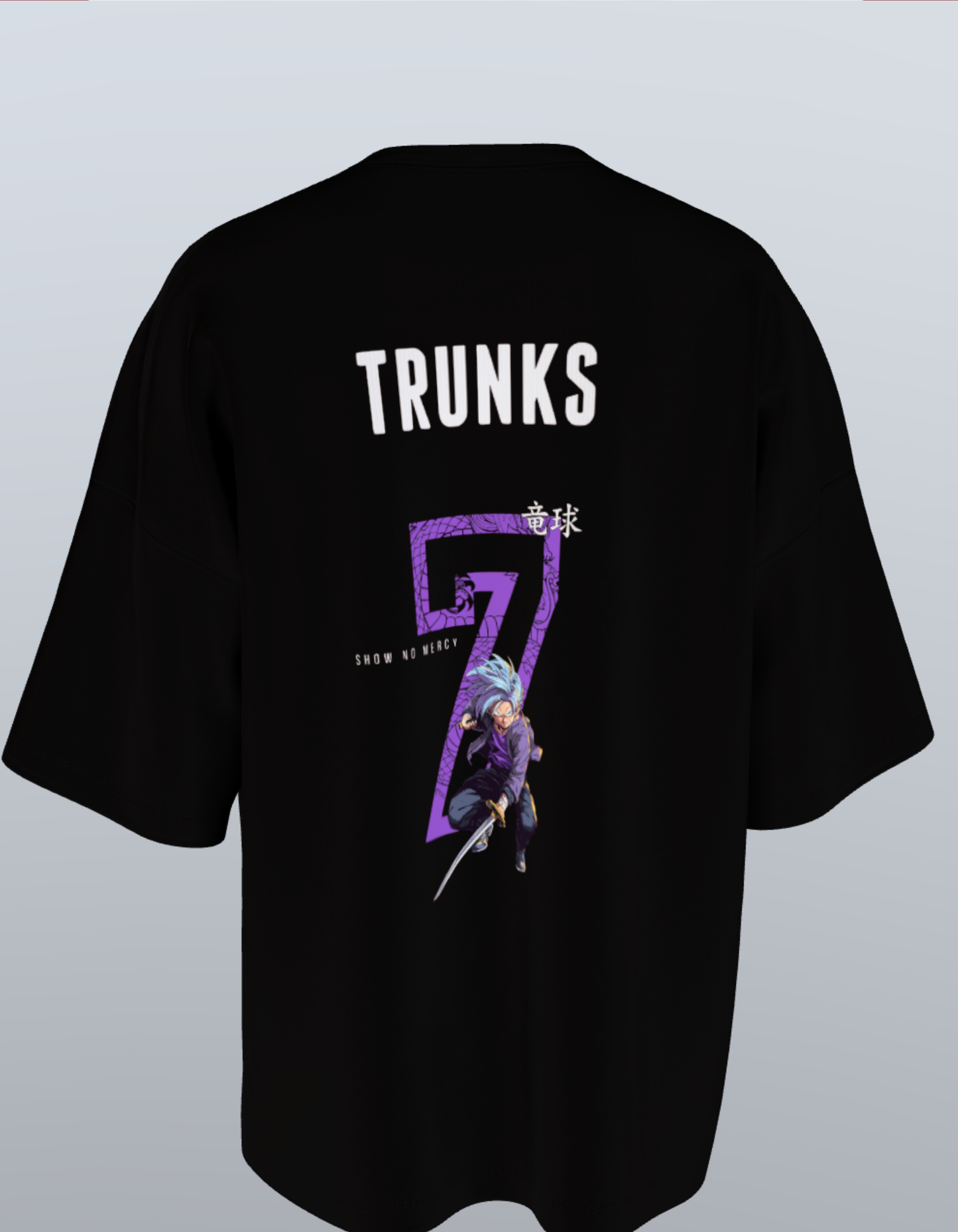 Oversized Anime T-Shirt Level 1: Trunks "Show No Mercy"