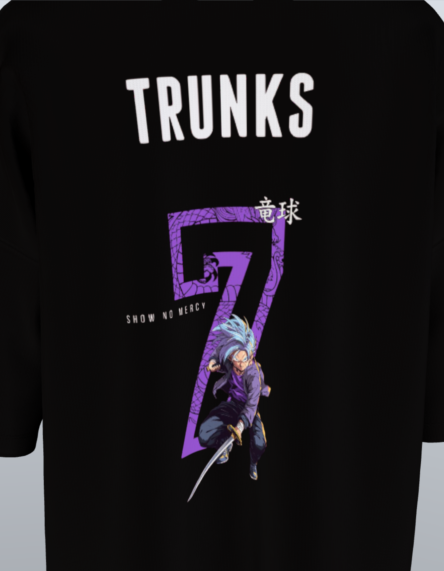 Oversized Anime T-Shirt Level 1: Trunks "Show No Mercy"