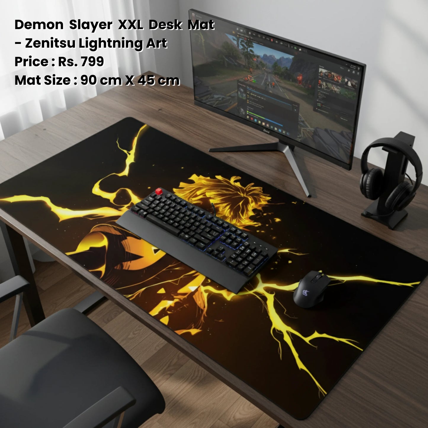 Zenitsu Lightning Art - Demon Slayer XXL Desk Mat