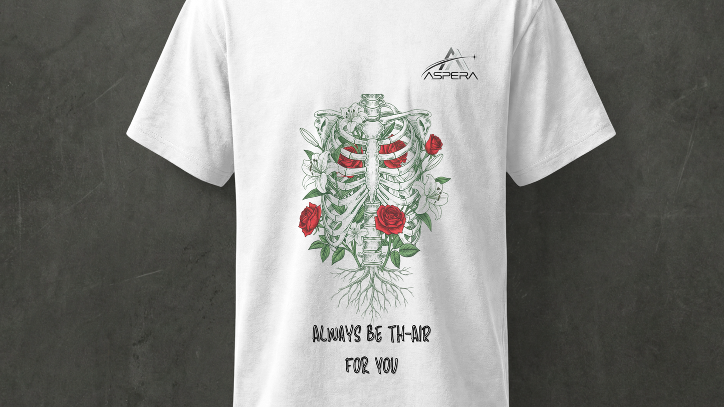 AIIMS MANGALGIRI - WHITE RIBS & ROSES- REGULAR FIT 210 GSM T-SHIRT