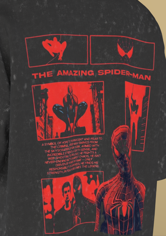 IIM SHILLONG - SPIDERMAN - PREMIUM 260 GSM OZ ACID WASH T-SHIRT