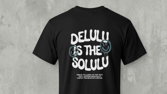 IIM SHILLONG - BLACK DELULU - PREMIUM 210 GSM REGULAR T-SHIRT