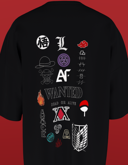 Oversized Anime T-Shirt Level 1: All Anime Mix "Symbols"