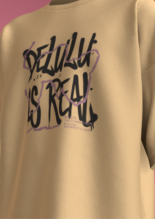 IIM SHILLONG - BEIGE DELULU - PREMIUM 240 GSM OZ T-SHIRT