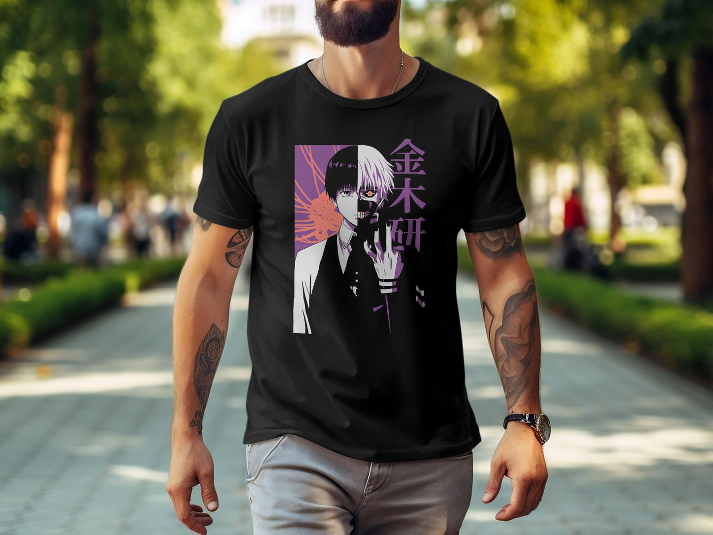 Classic Anime Series T-Shirts - Tokyo Ghoul - Ken Kaneki Blue Purple