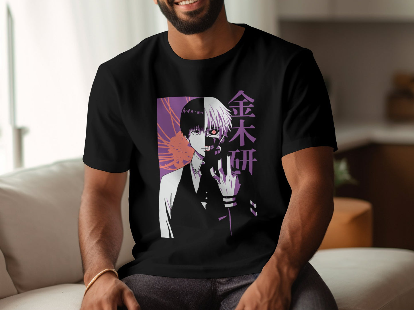Classic Anime Series T-Shirts - Tokyo Ghoul - Ken Kaneki Blue Purple