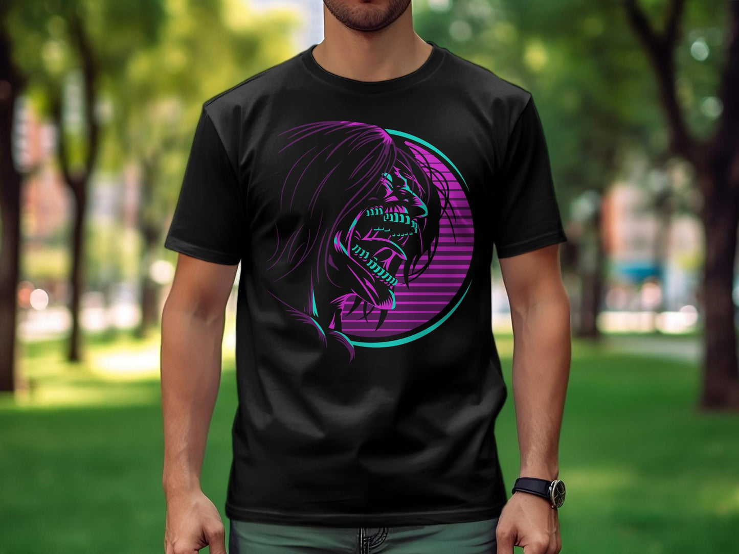 Classic Anime Series T-Shirts - Attack on Titans - Attack Titan Neon