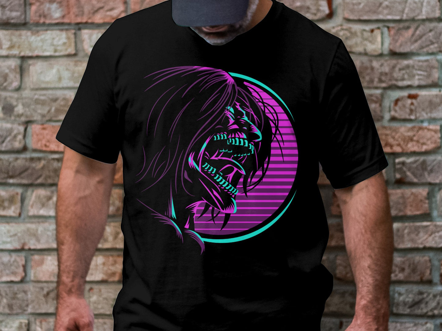 Classic Anime Series T-Shirts - Attack on Titans - Attack Titan Neon