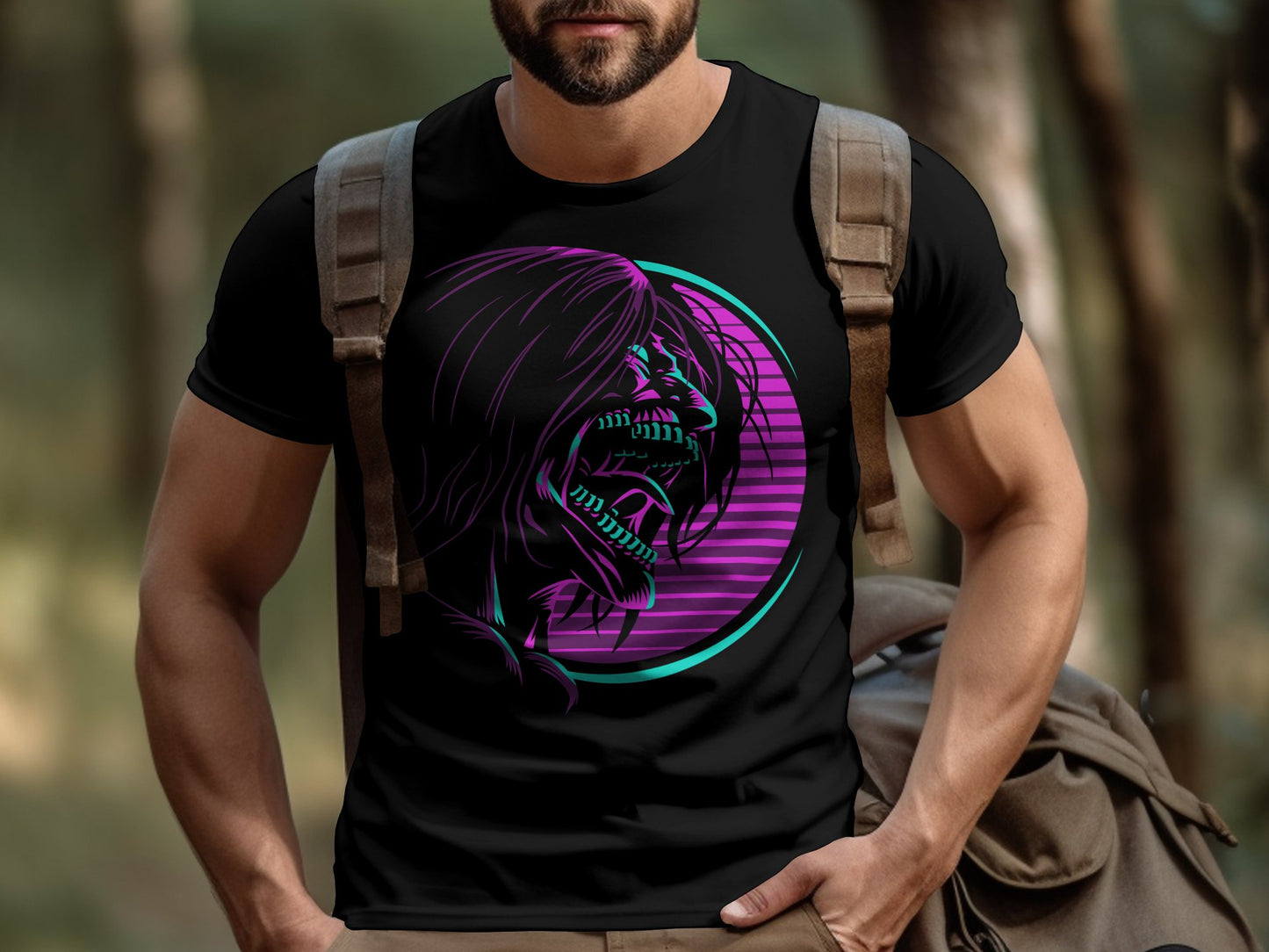 Classic Anime Series T-Shirts - Attack on Titans - Attack Titan Neon