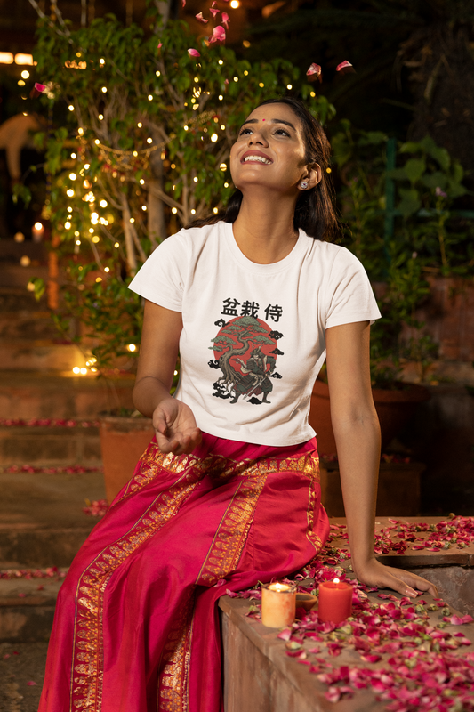 ANANTA - PREMIUM 260 GSM OVERSIZE CROP TOP - WHITE ARMOUR