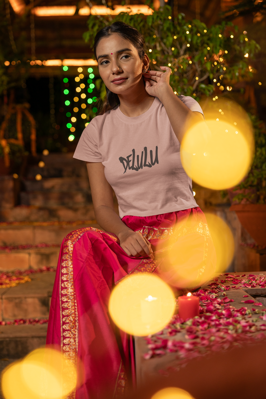 IIM SHILLONG - PREMIUM 260 GSM OVERSIZE CROP TOP - DELULU IN VIOLENT ICE