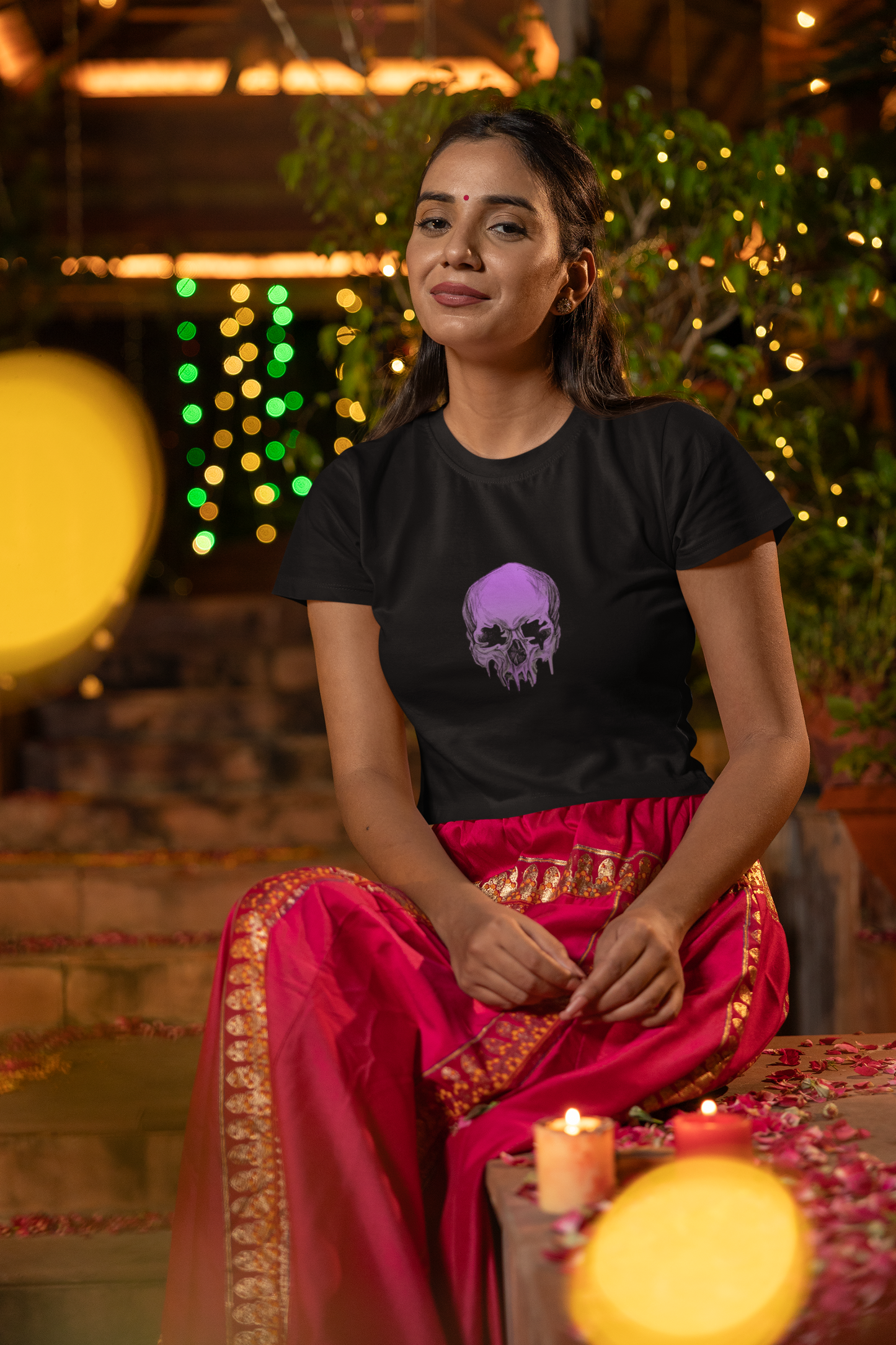AIIMS MANGALGIRI - PREMIUM 260 GSM OVERSIZE CROP TOP - PURPLE SKULL