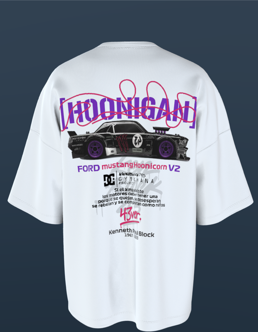 Oversized Premium Cotton T-Shirts - Ford Mustang Hoonigan