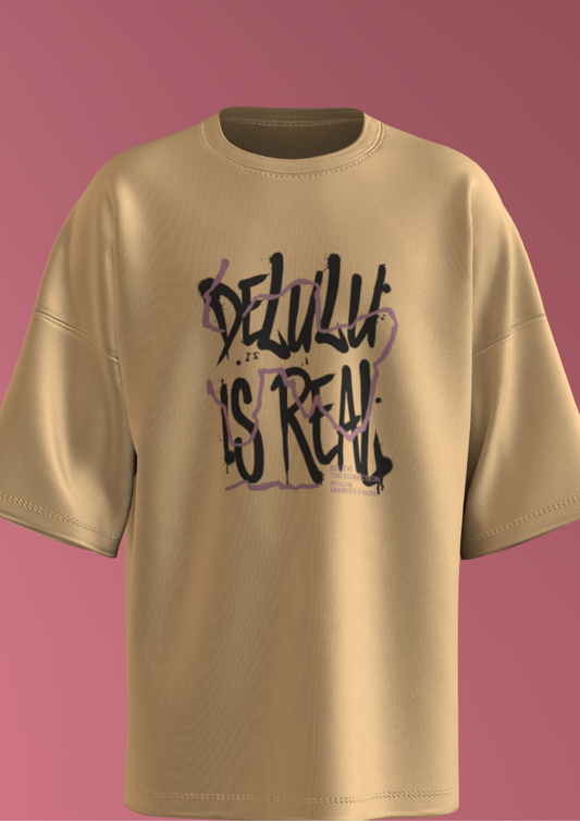 IIM SHILLONG - BEIGE DELULU - PREMIUM 240 GSM OZ T-SHIRT