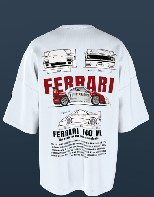 Oversized Premium Cotton T-Shirts - Ferrari F40 ML