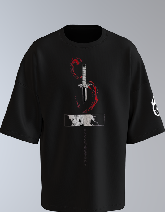 Oversized Anime T-Shirt Level 1: "Set Your Heart Ablaze Katana"