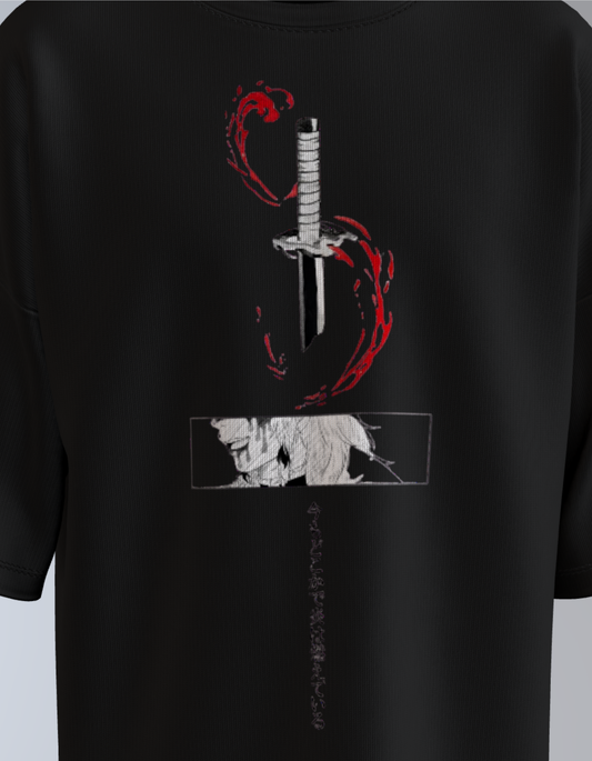 Oversized Anime T-Shirt Level 1: "Set Your Heart Ablaze Katana"