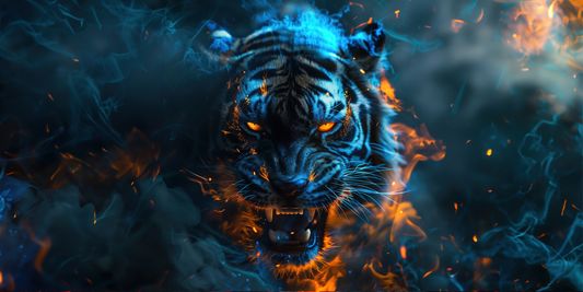 Extra Large Mouse Pad - Fire and Ice Tiger