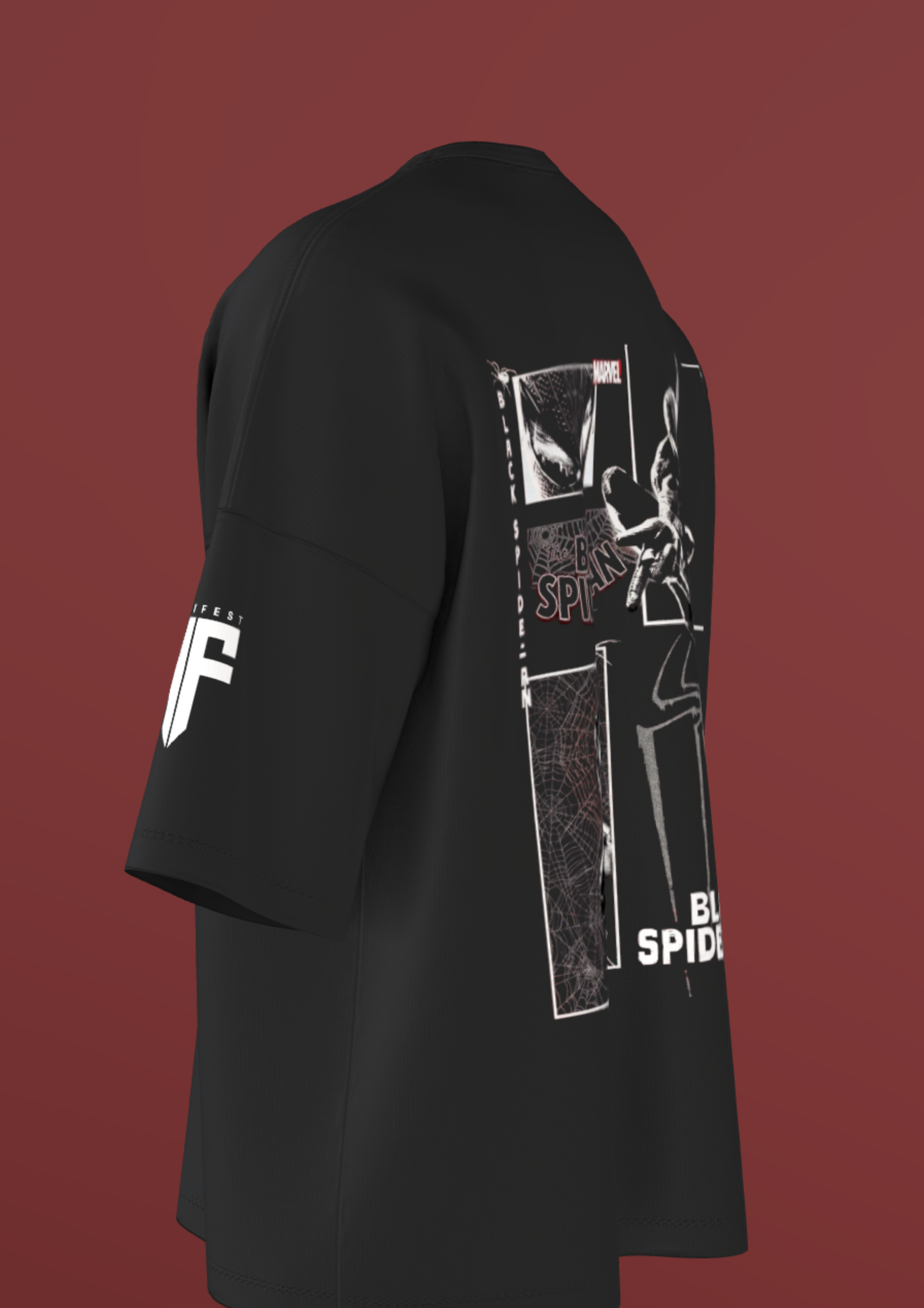 NIT TRICHY - BLACK SPIDEY - PREMIUM 220 GSM OVERSIZE T-SHIRT - BLACK
