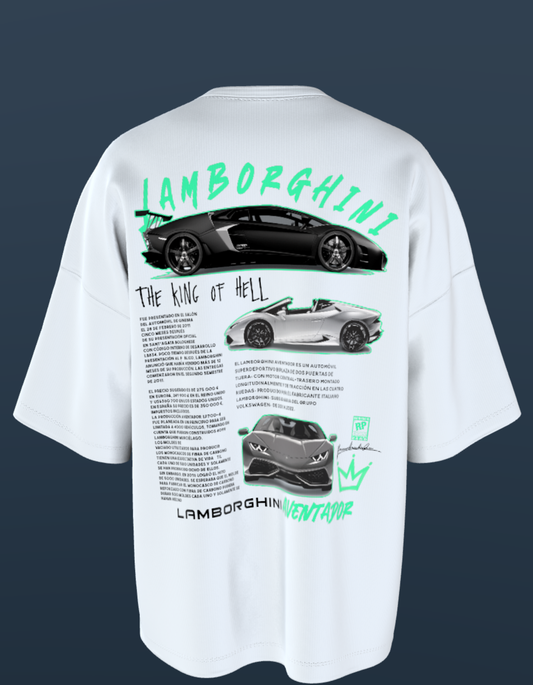 Oversized Premium Cotton T-Shirts - Lamborghini, King of Hell