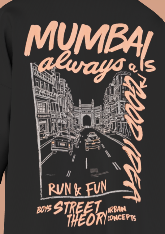 TEDX CRCE - IDEA OF MUMBAI - PREMIUM 240 GSM OVERSIZE T-SHIRT - BLACK