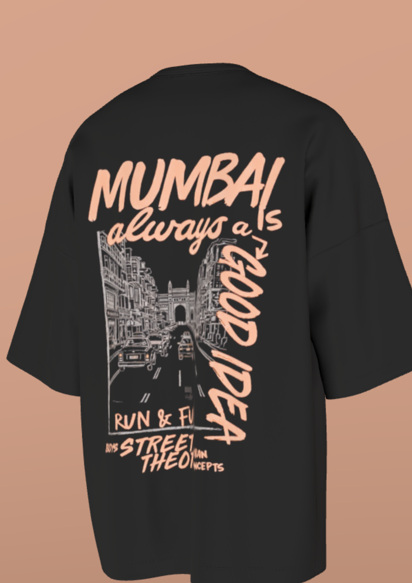 TEDX CRCE - IDEA OF MUMBAI - PREMIUM 240 GSM OVERSIZE T-SHIRT - BLACK