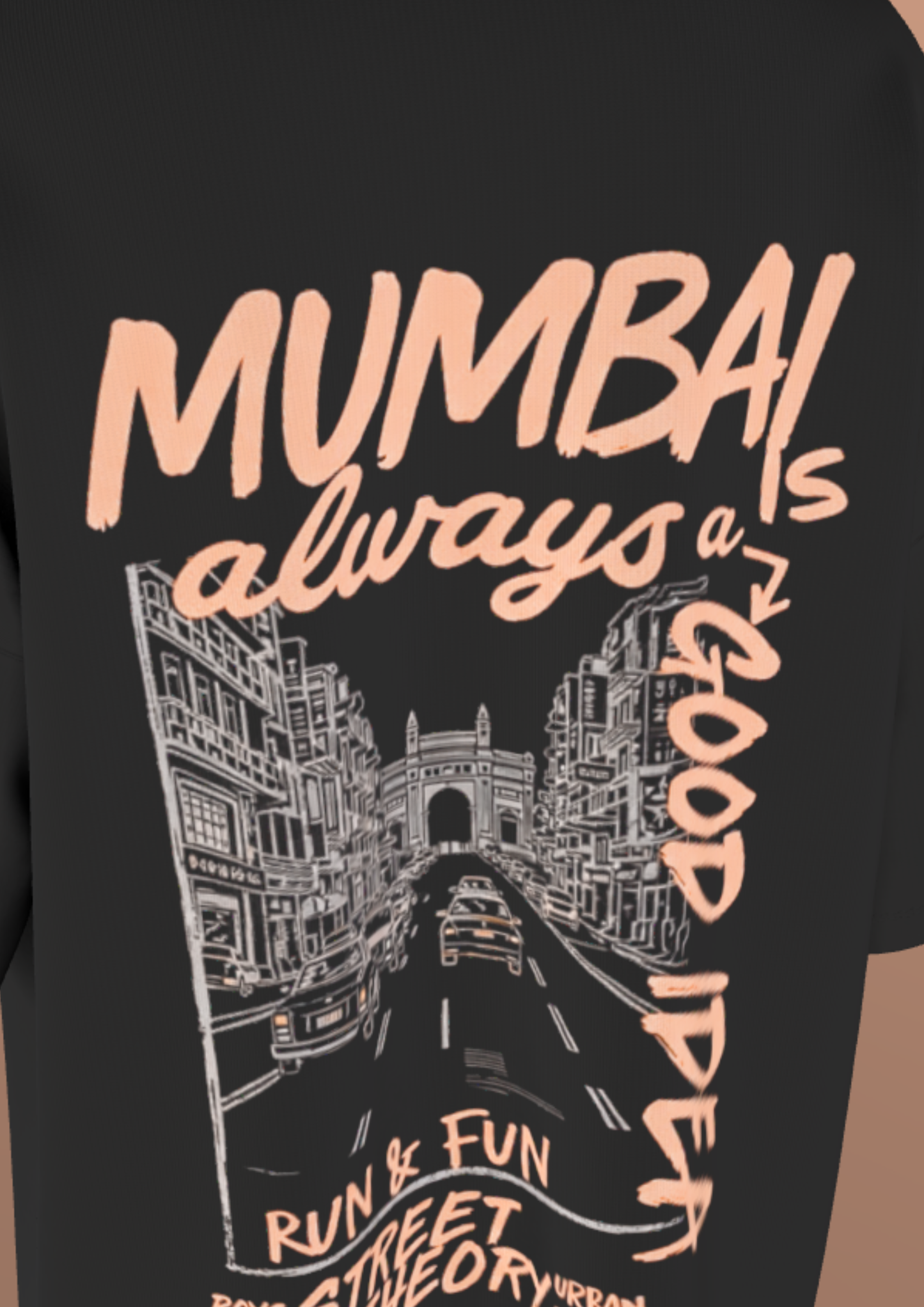 TEDX CRCE - IDEA OF MUMBAI - PREMIUM 240 GSM OVERSIZE T-SHIRT - BLACK