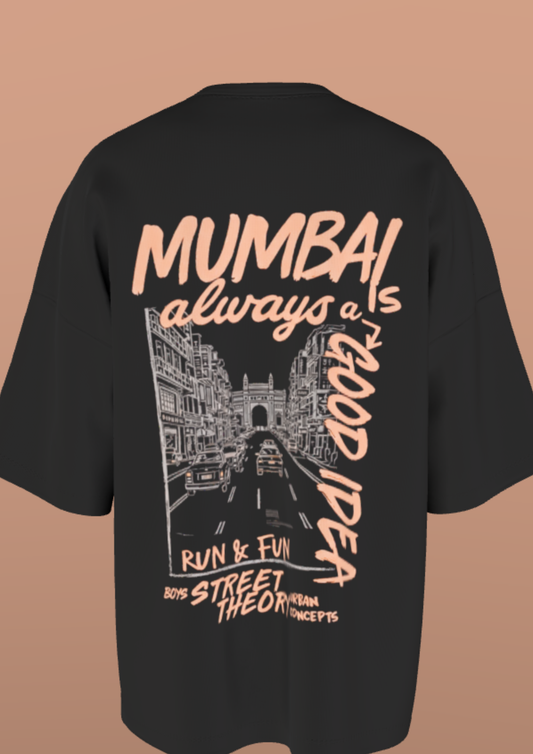 TEDX CRCE - IDEA OF MUMBAI - PREMIUM 240 GSM OVERSIZE T-SHIRT - BLACK