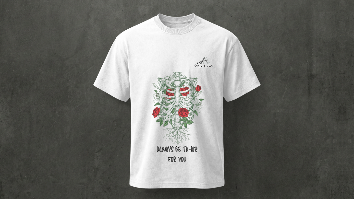 AIIMS MANGALGIRI  - WHITE RIBS & ROSES- REGULAR FIT 210 GSM T-SHIRT