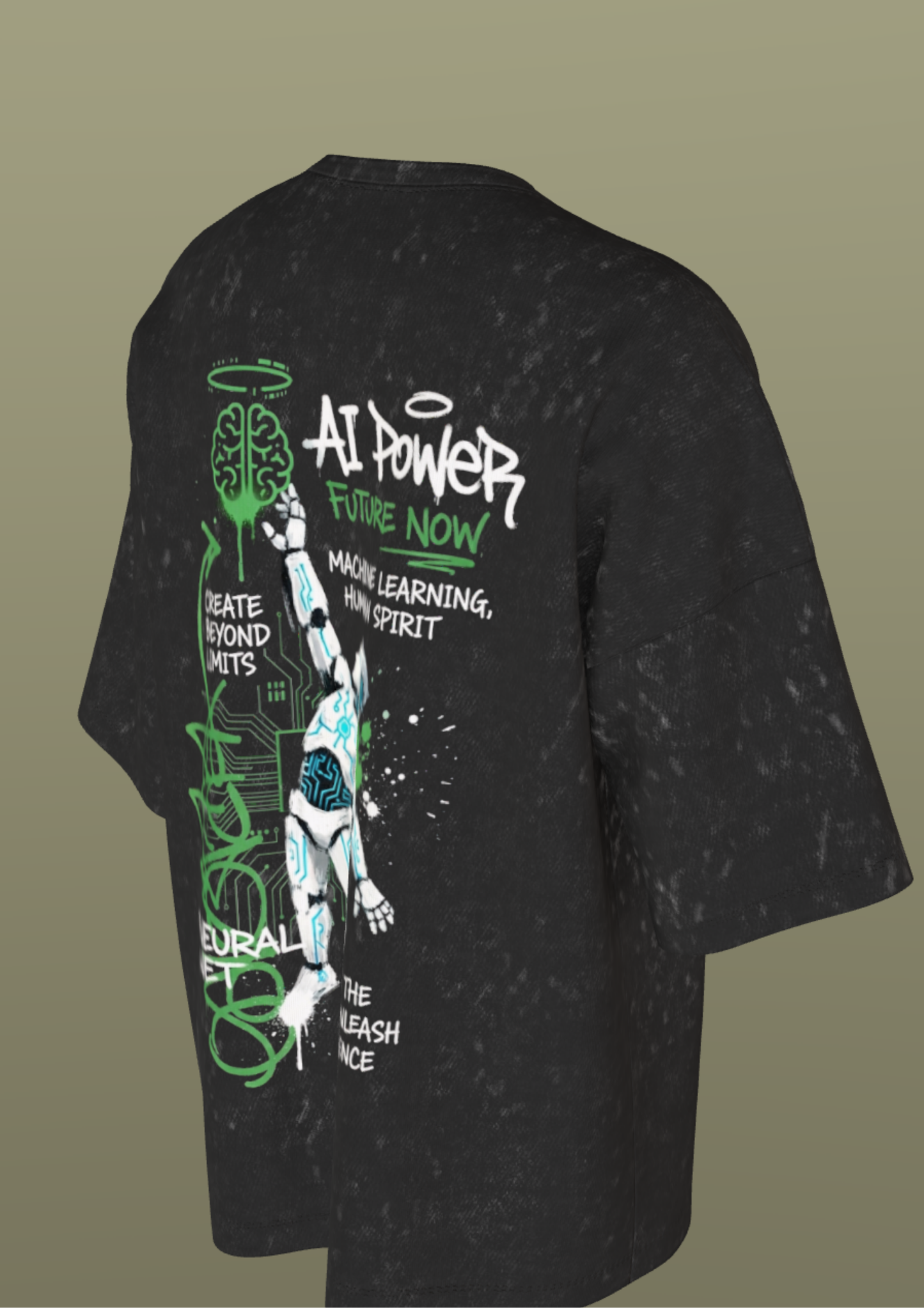 NIT SIKKIM  - BLACK AI POWER  - PREMIUM 250 GSM ACID WASHED T-SHIRT