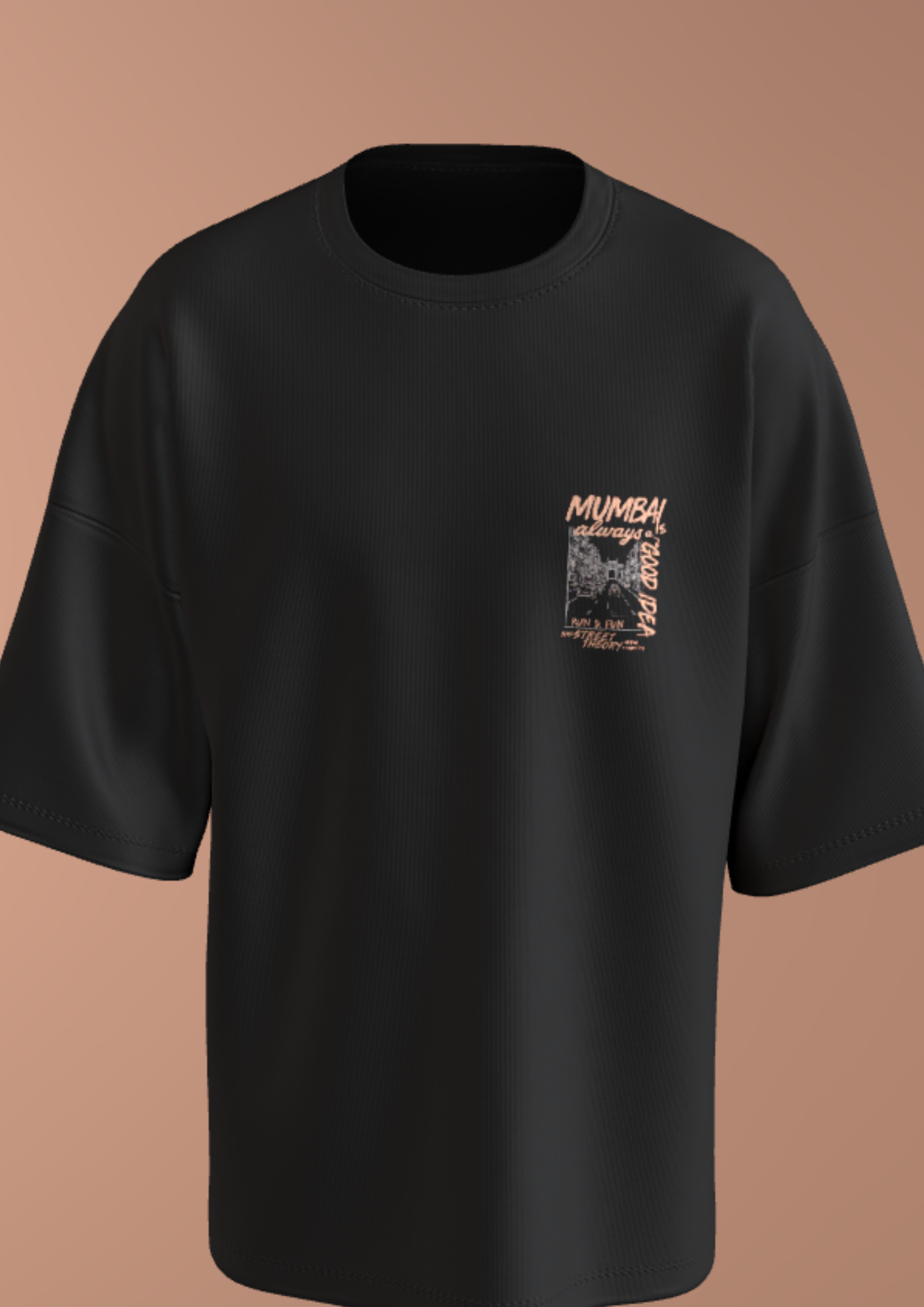 TEDX CRCE - IDEA OF MUMBAI - PREMIUM 240 GSM OVERSIZE T-SHIRT - BLACK