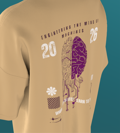 IIT DELHI - BEIGE BISECTION- PREMIUM 240 GSM OVERSIZE TSHIRT