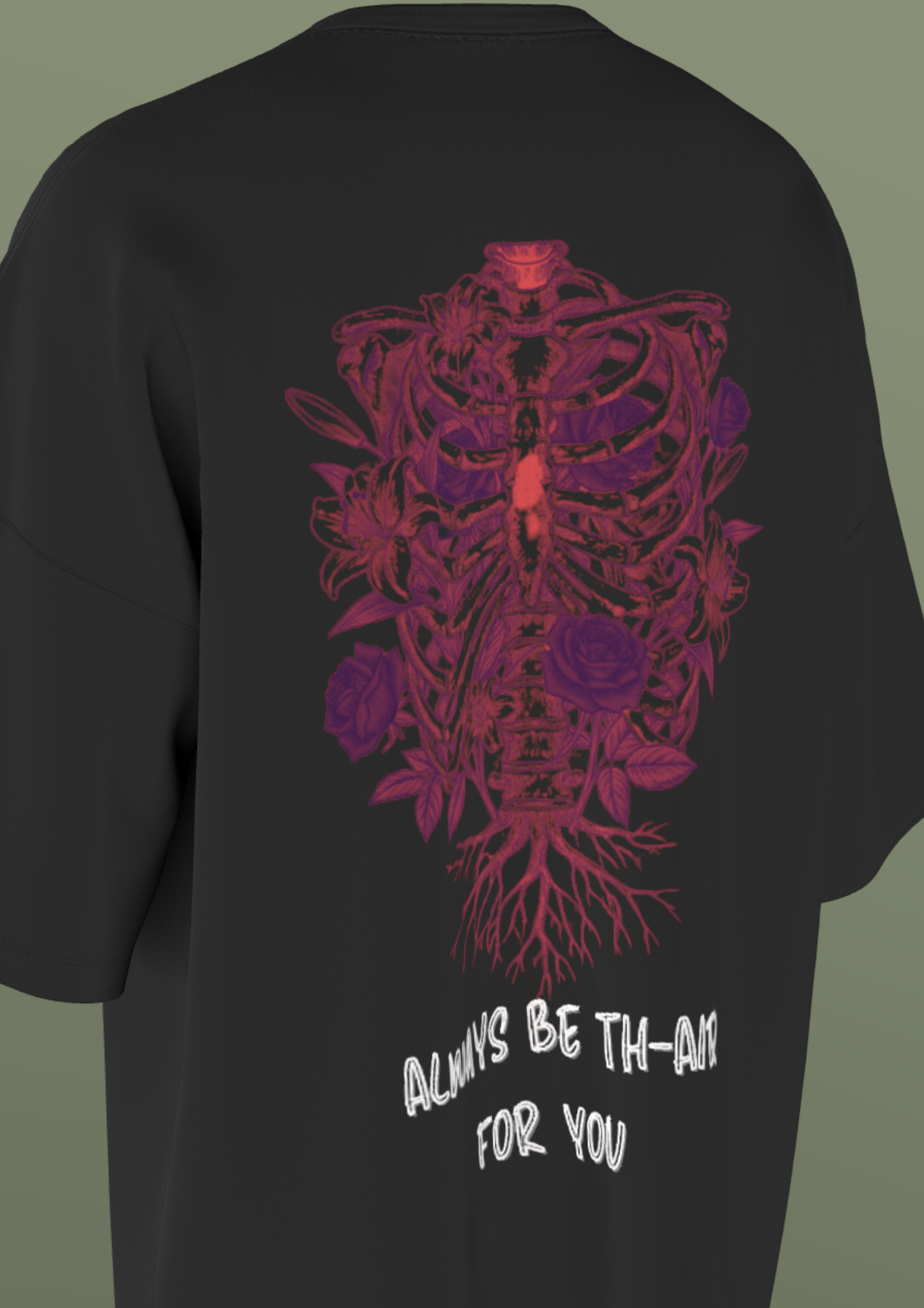 AIIMS MANGALGIRI - RIBS & ROSES- PREMIUM 220 GSM OVERSIZE T-SHIRT - BLACK