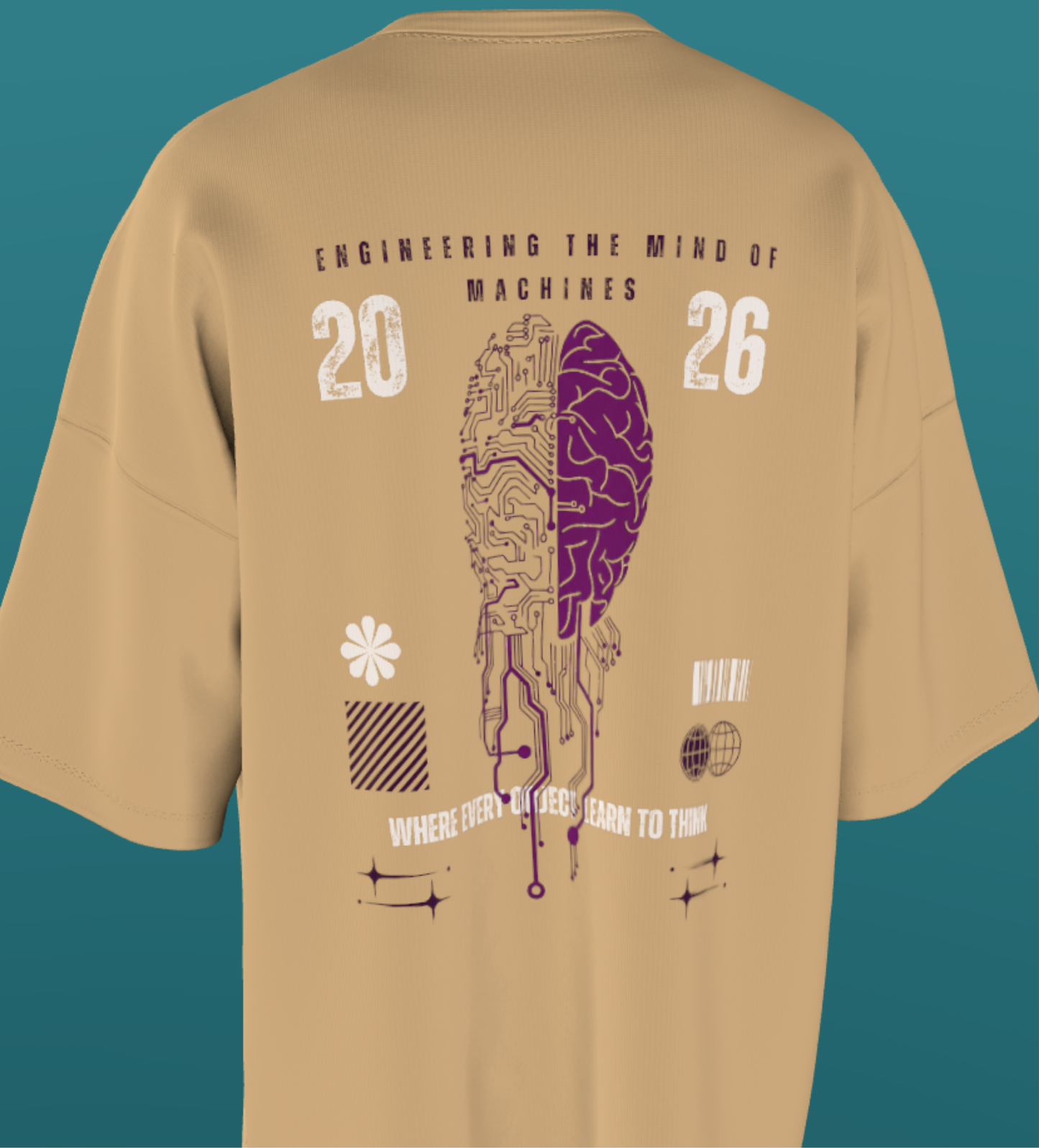 IIT DELHI - BEIGE BISECTION- PREMIUM 240 GSM OVERSIZE TSHIRT