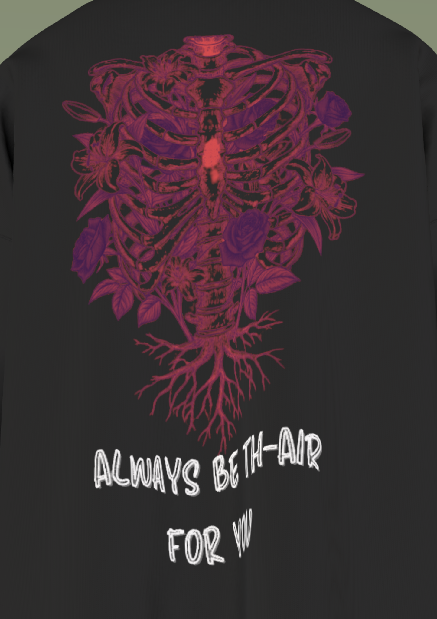 AIIMS MANGALGIRI - RIBS & ROSES- PREMIUM 220 GSM OVERSIZE T-SHIRT - BLACK