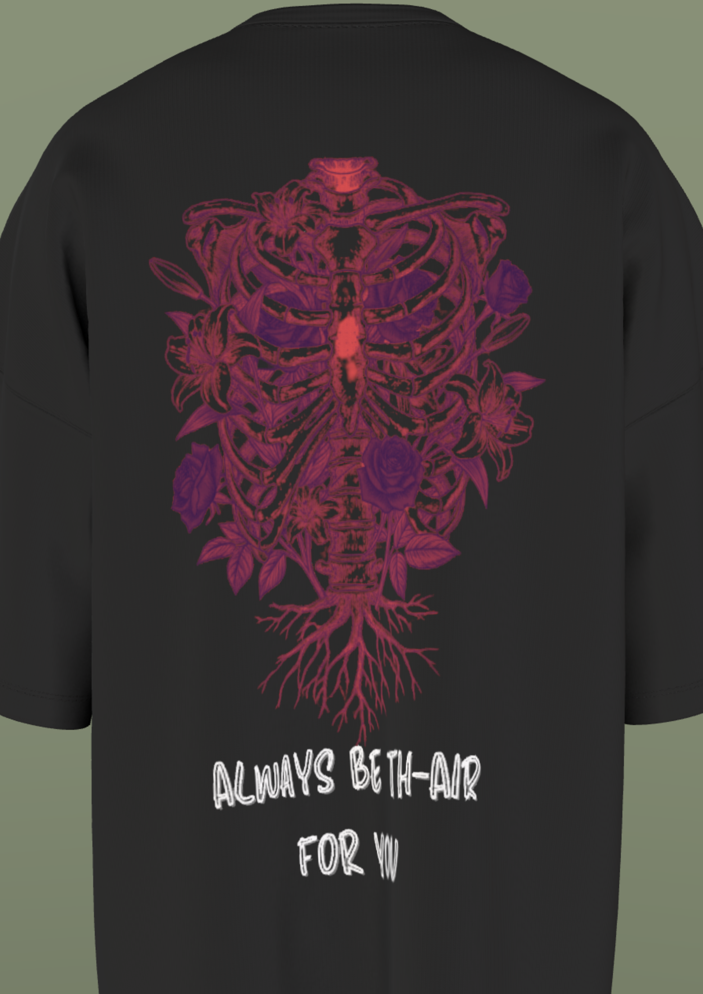 AIIMS MANGALGIRI - RIBS & ROSES- PREMIUM 220 GSM OVERSIZE T-SHIRT - BLACK