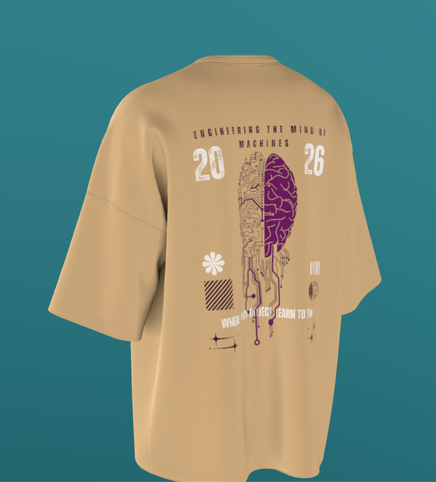 IIT DELHI - BEIGE BISECTION- PREMIUM 240 GSM OVERSIZE TSHIRT