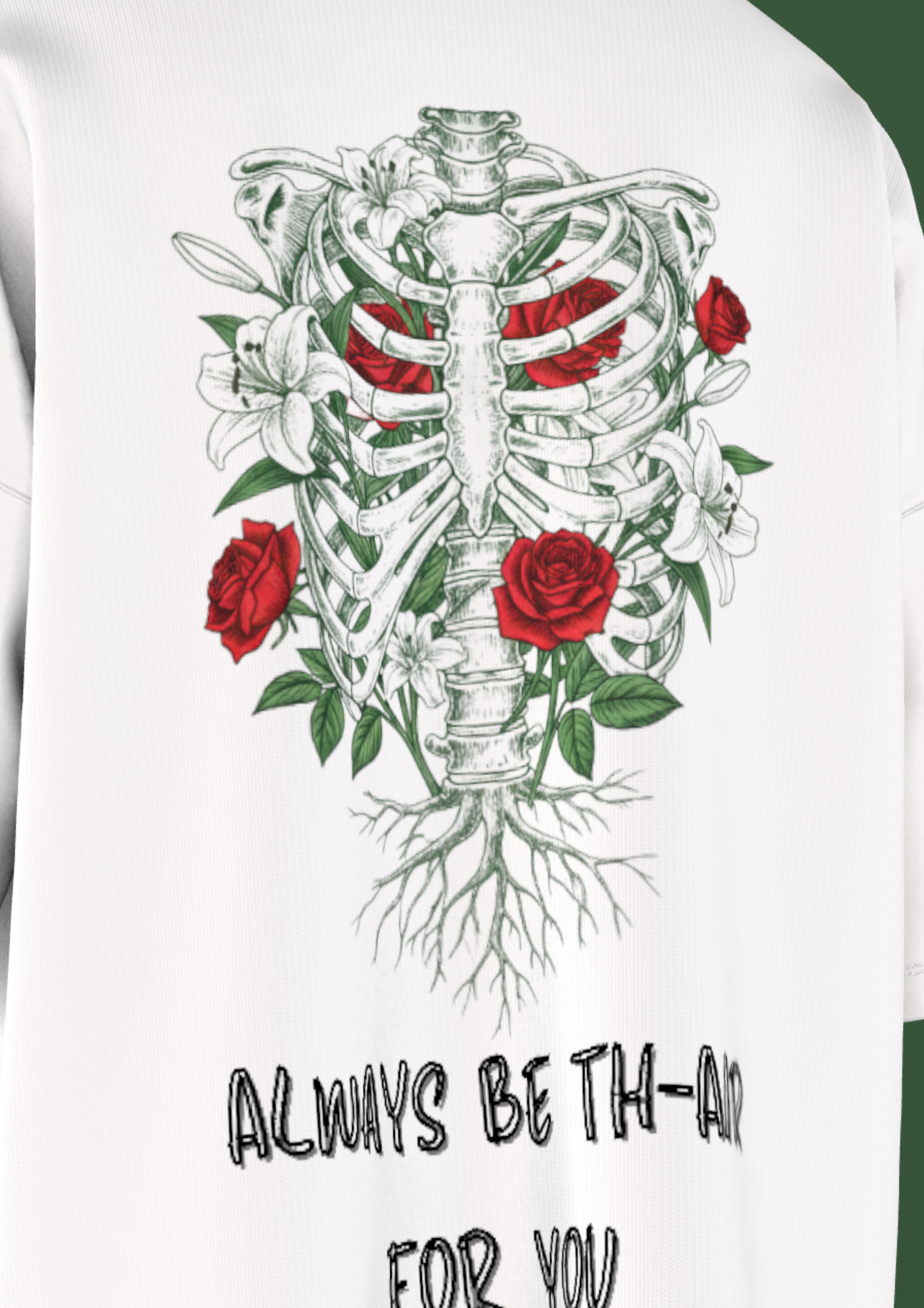 AIIMS MANGALGIRI - RIBS & ROSES- PREMIUM 220 GSM OVERSIZE T-SHIRT - WHITE