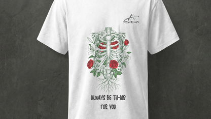 AIIMS MANGALGIRI  - WHITE RIBS & ROSES- REGULAR FIT 210 GSM T-SHIRT