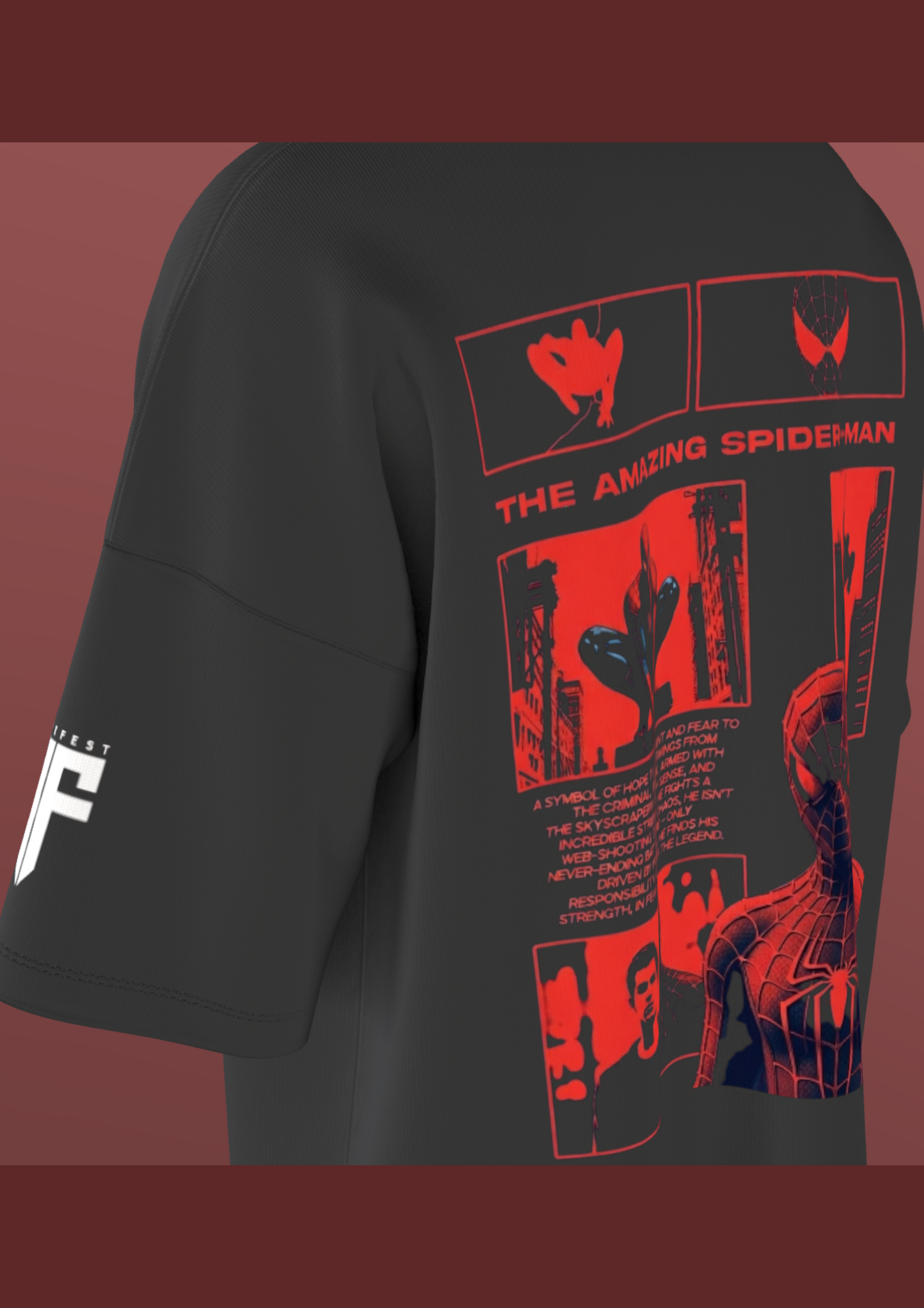 NIT TRICHY - RED SPIDY - PREMIUM 220 GSM OVERSIZE T-SHIRT - BLACK