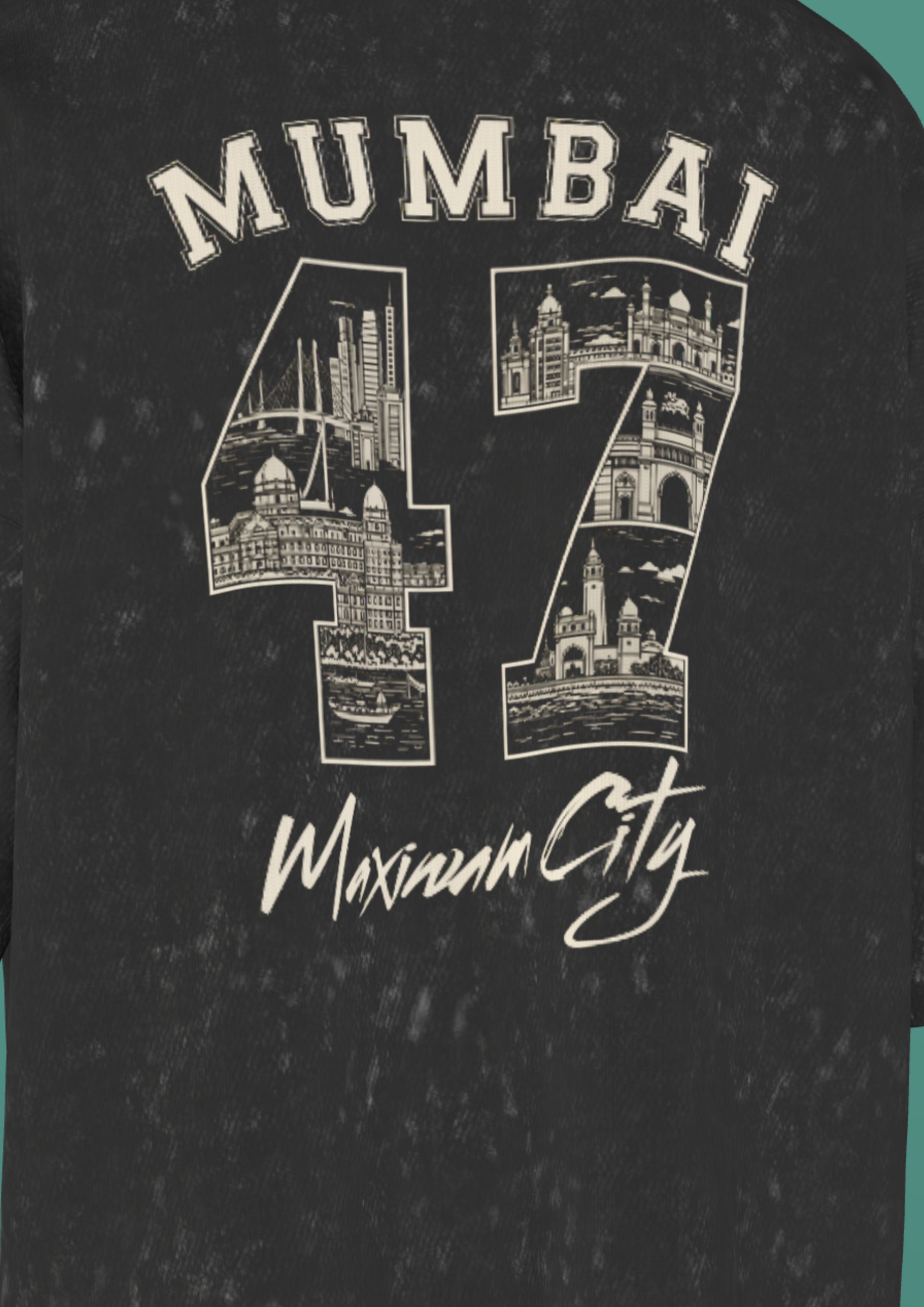 TEDX CRCE - MUMBAI 47 - PREMIUM 250 GSM ACID WASH T-SHIRT - BLACK