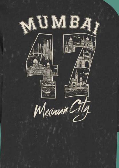TEDX CRCE - MUMBAI 47 - PREMIUM 250 GSM ACID WASH T-SHIRT - BLACK
