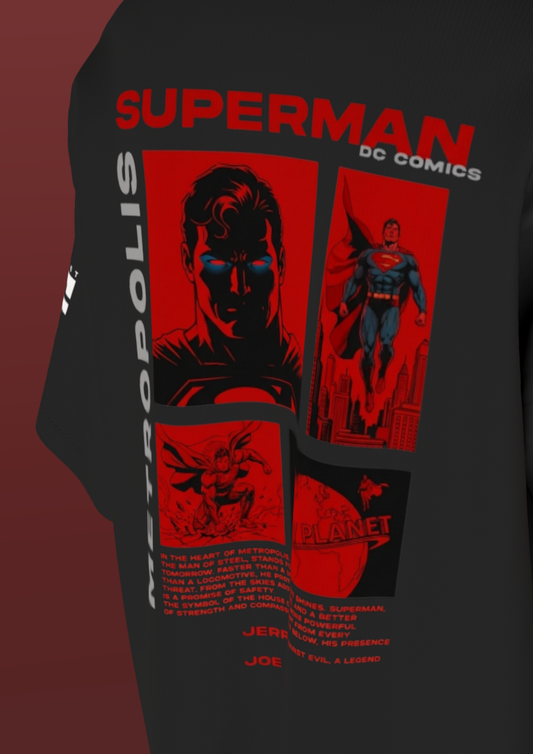 NIT TRICHY - SUPERMAN - PREMIUM 220 GSM OVERSIZE T-SHIRT - BLACK
