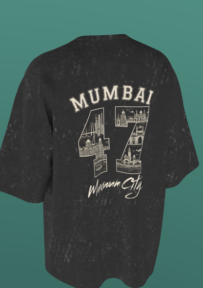 TEDX CRCE - MUMBAI 47 - PREMIUM 250 GSM ACID WASH T-SHIRT - BLACK