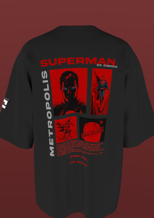 NIT TRICHY - SUPERMAN - PREMIUM 220 GSM OVERSIZE T-SHIRT - BLACK