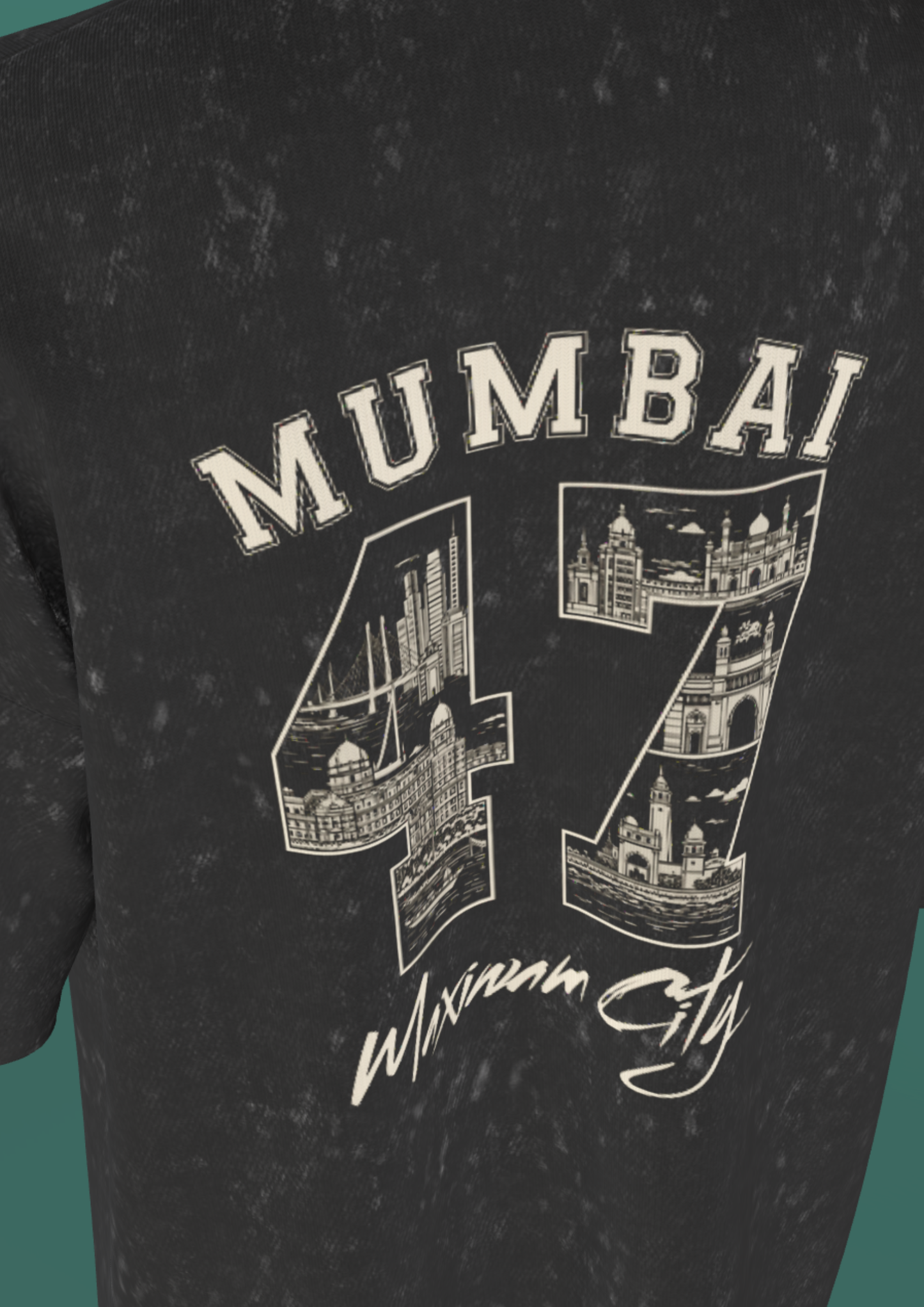 TEDX CRCE - MUMBAI 47 - PREMIUM 250 GSM ACID WASH T-SHIRT - BLACK
