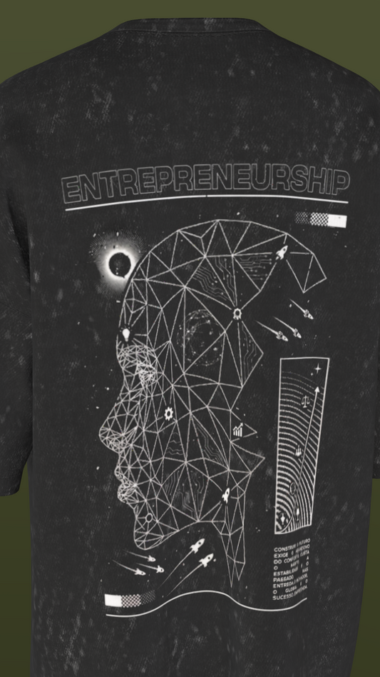 NIT JAIPUR - THE BRAIN - PREMIUM 240 GSM OZ ACID WASH T-SHIRT - BLACK