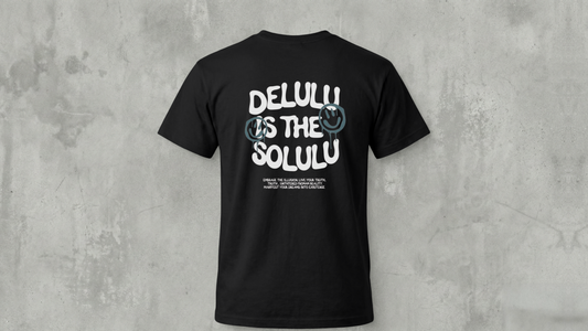 IIM SHILLONG - BLACK DELULU - PREMIUM 210 GSM REGULAR T-SHIRT